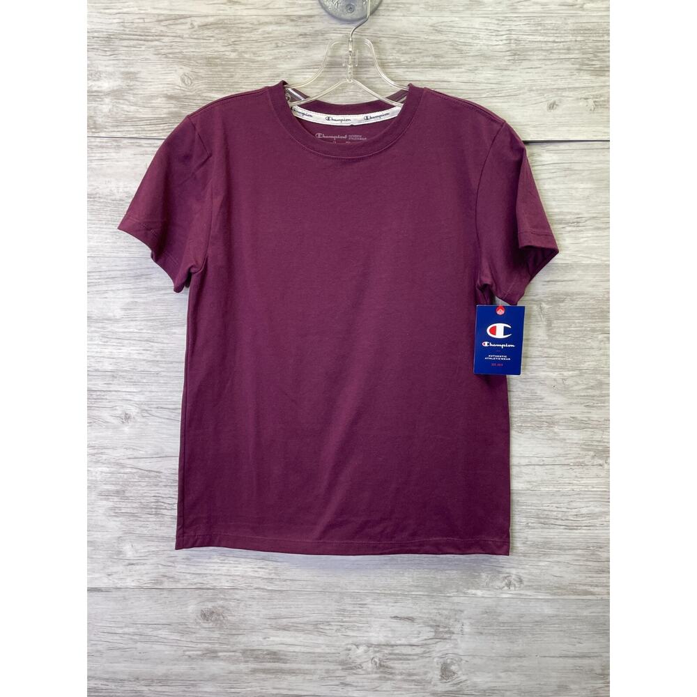 Champion Womens XS Dark Berry Crew‎ Neck Short Sleeve Cotton T Shirt GT18H